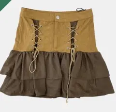 ブラウン フレアスカート ベージュ ミニスカート ボヘミアン フェアリーグランジ