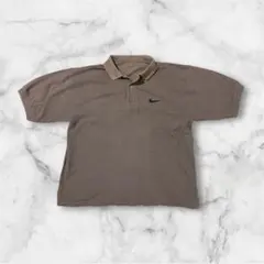 90ｓ　NIKE　デザインポロシャツ　刺繍ロゴ　ワンポイント　アースカラー