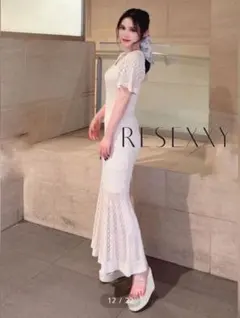 RESEXXY　リゼクシー　クロシェニット　ワンピース　アイボリー　フリーサイズ