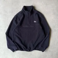 STUSSY ハーフジップ モックネックフリース ネイビー Mサイズ