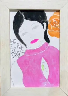 自画像ドローイング水彩アクリル絵画原画抽象画 - メルカリ