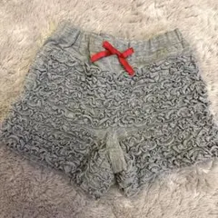 オーバーパンツ　90 グレー　ショートパンツ　リボン