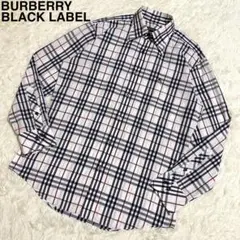 バーバリーブラックレーベル　ノバチェック　長袖　ホースロゴ刺繍　日本製　白　L