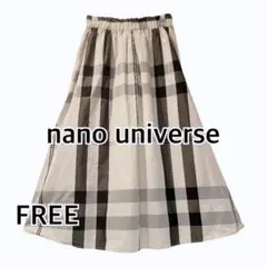 極美品 ナノユニバース ビッグチェック フレアスカート ウエストゴム F 洗える
