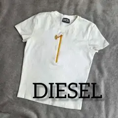 DIESELフロントジップTシャツ(T-VAZY)半袖ホワイト、サイズS