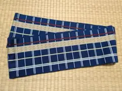 半幅帯 縦縞織模様 格子柄 紺色 D-2013 半幅帯 縦縞織模様 格子柄 紺色 D-2013 - メルカリ
