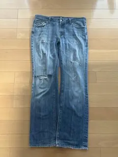 USA製　90s 00s フレアデニム　ダメージデニム　ローライズ