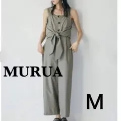 【美品】MURUA ムルーア リボンボタンロンパース カーキ Mサイズのサムネイル