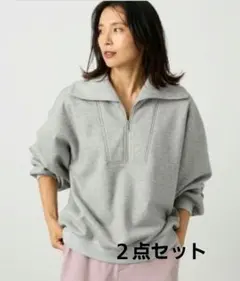 バンヤードストーム　ZIPスウェットグレー&クルーニードルパンチプルオーバー