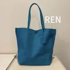 REN レン　ランチバッグ　綺麗色✨ターコイズブルー　ピッグレザーのサムネイル