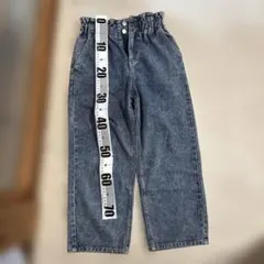 ダークブルーワイドパンツ ウエストゴム