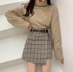 GRL ツイードラップデザインスカート［at1044］