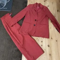 パンツスーツ　セットアップ　フレアパンツ　赤　レッド　フリー
