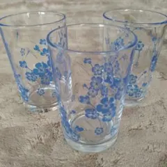 レトロ グラス 花柄 3個セット 昭和レトロ