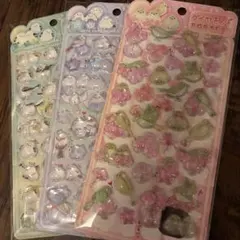 ダイヤモンドポップシール　シマエナガ　ぷっくり　立体シール　3枚