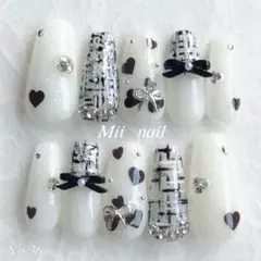 【SALE✨】ネイルチップ オーダー 現品 ハート ツイード ホロ クリスマス