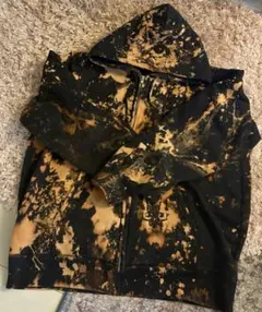 タイダイ染め　ハンドプリント　パーカー　XLサイズ