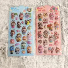 【新品】 LABUBU 3D ぷっくり立体 ボンボンドロップシール 2枚セット