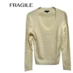 B0394FRAGILE長袖ニットセーターVネックギャルシンプルビジネスデートのサムネイル