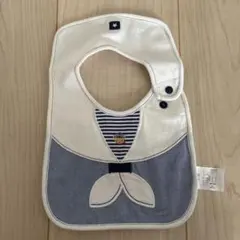 ファミリア スタイ よだれかけ 刺繍 ボーダー 綿100% ブルー