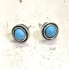 ✨ ターコイズ 小粒 丸 ピアス インディアン ヴィンテージ ボヘミアン 青