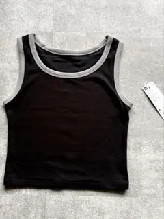 【新品】GUブラック リブタンクトップ Ｓ
