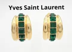 イブサンローラン YSL ヴィンテージイヤリング　エメラルドグリーン×ゴールドのサムネイル