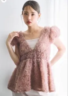 polaura 赤 リップルフリルリボンチュニック polaura リップルフリルリボンチュニック レッド - メルカリ