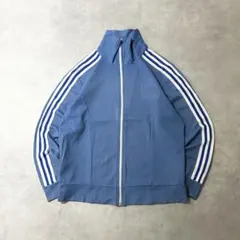 オールドアディダス adidas古着トラックジャケットスリーラインブルーDB96
