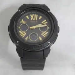 超美品 CASIO Baby-G BGA-153腕時計ブラック×ゴールドアナデジのサムネイル
