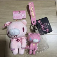 Gloomy ピンク ぬいぐるみマスコット フィギュア付きキーリング