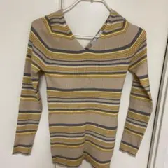 AZULボーダー V首春ニット/M/美品