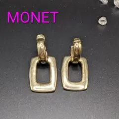 ビンテージ　モネ　MONET スクエアー　ゴールド　イヤリング