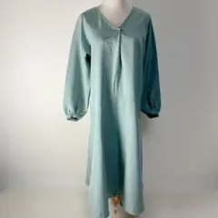 ラジエム 前後2WAYロングワンピース フレアシルエット 長袖 ブルーグリーン