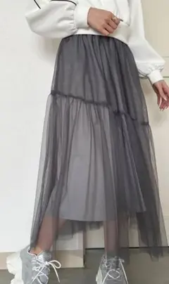 OLIVE des OLIVE チュールスカート チャコールグレーのサムネイル