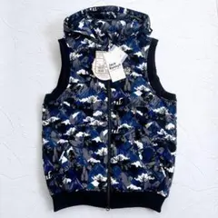 《新品》Jack Bunny‼︎ 総柄 2way 中綿 ベスト フード 紺色 M