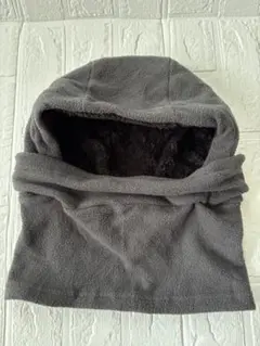グレー フリース ネックウォーマー フード付き