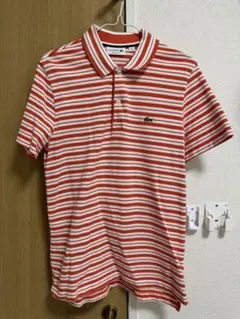 LACOSTE オレンジストライプ ポロシャツ US S FR3