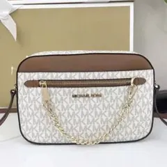 新品☆MICHAEL KORS ホワイト シグネチャー ショルダーバッグ