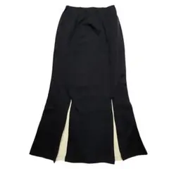 ロングスカート マーメイドスカート 裾フレアスカート ブラック