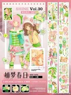 227.海外マステ 海外マスキングテープ 捕梦春日 合成纸哑膜模切