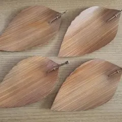 中古【 葉っぱ 】竹製 お皿 昭和レトロ ヴィンテージ アンティーク 4枚セット