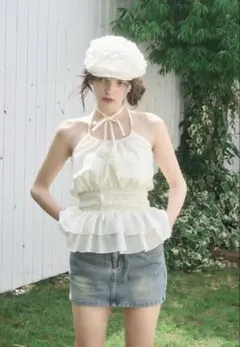 sovisoon】big frill crepe blouse yellow - メルカリ