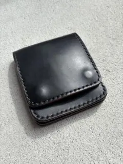 ハイロンワークス 黒レザー 二つ折り財布 - メルカリ
