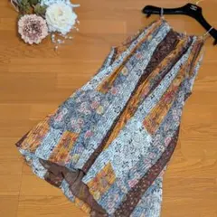 ISABEL MARANT オレンジプリントシルクパッチワークワンピース 総柄