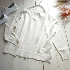 OPAQUE.CLIP 38 アイボリー Vネック ドロップショルダー ニット