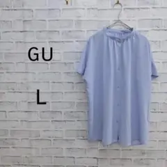 GU ブラウス 半袖 ライトブルー L