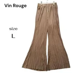 Vin Rouge プリーツ ワイド パンツ ウエストゴム モカブラウン L