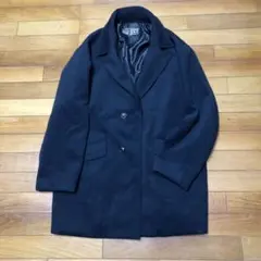 黒 ダブルブレスト チェスターコートSOLOTEX SunBurner