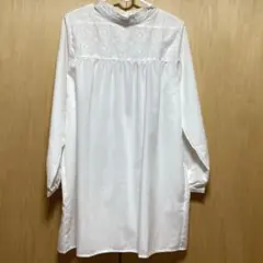 Noble Coton ホワイト刺繍長袖ブラウス　M